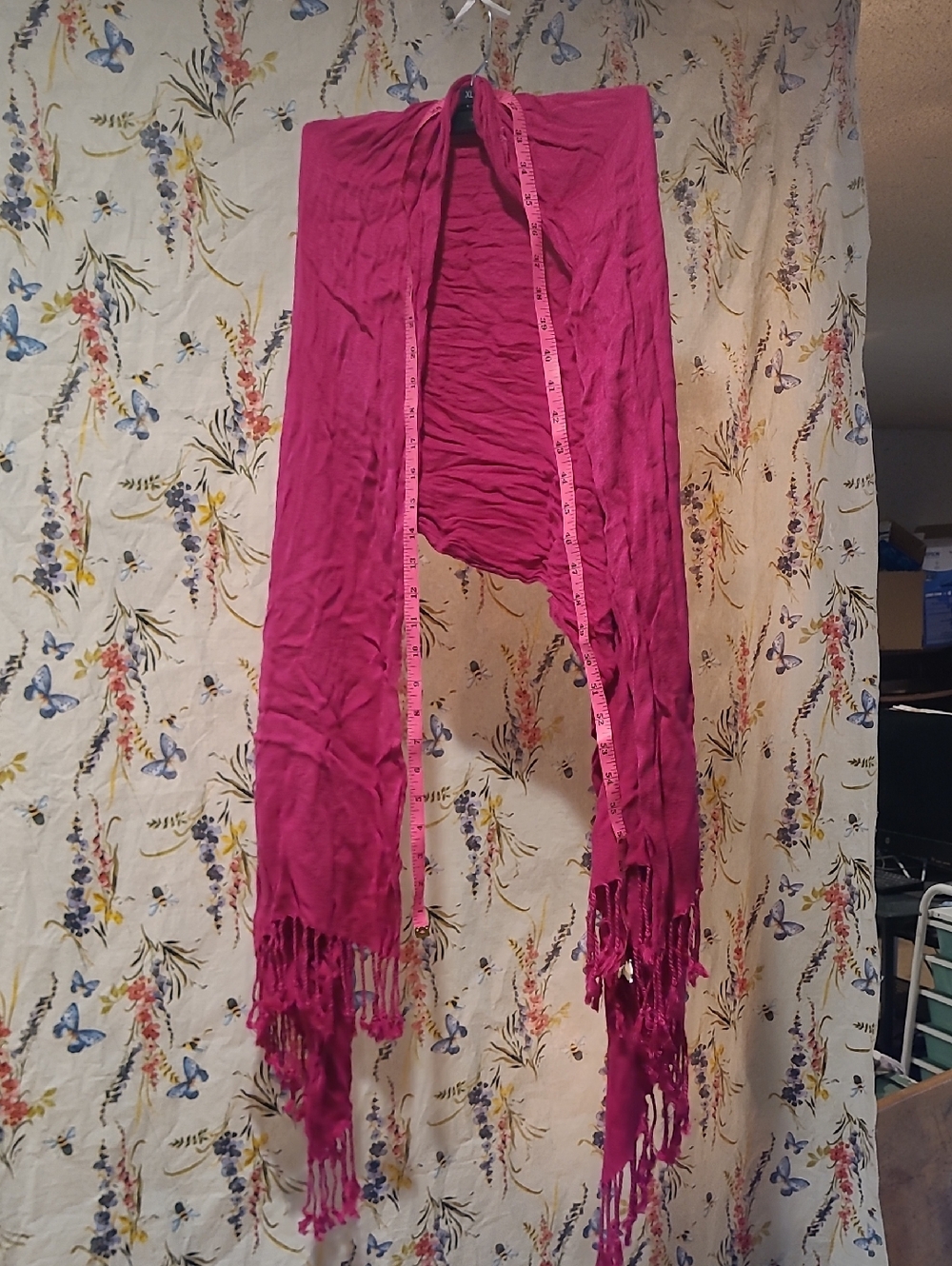 SHEIN Magenta Fringe Scarf Wrap